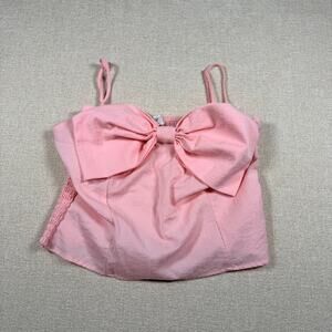Pink Bow Top XL Women's Cami Tank Top Sienna Sky Stretch Cropped coquette doll